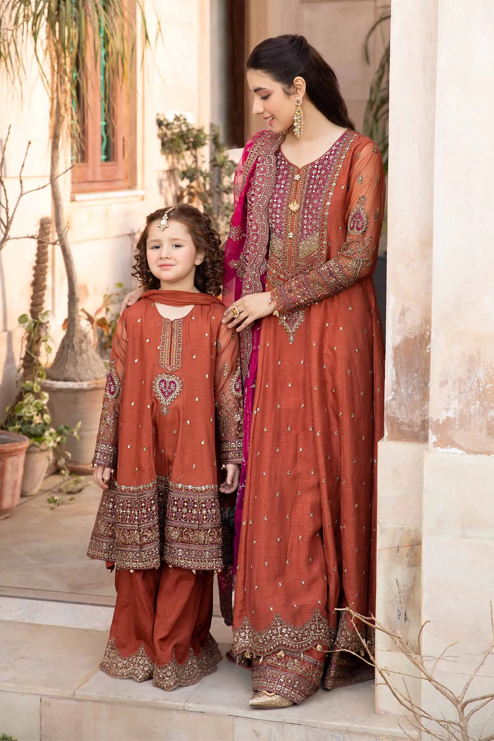 3 Piece Embroidered Raw Silk Suit | MKS-EF24-46