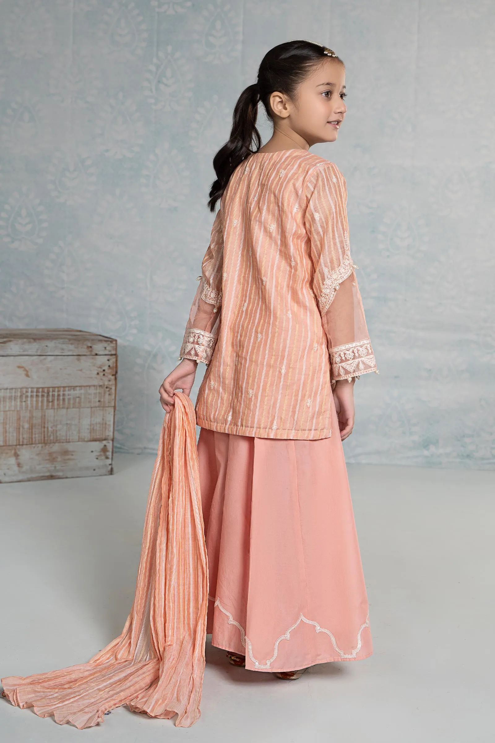 3 Piece Embroidered Stripecotton Suit | MKD-EF24-27