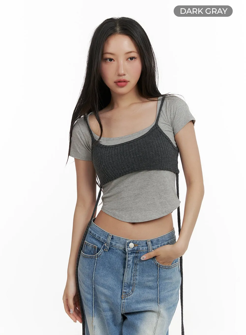 Acubi Tie-Waist Crop Tank Top CY403