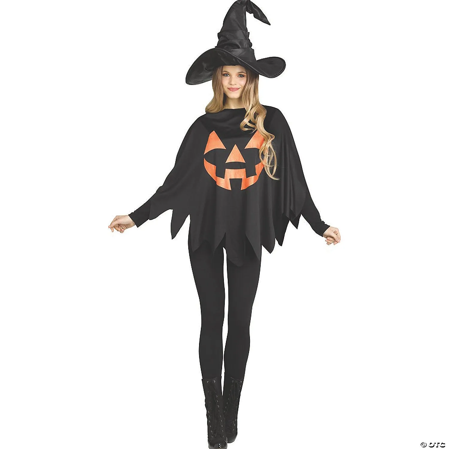 Adult's Jack-O-Lantern Pumpking Poncho