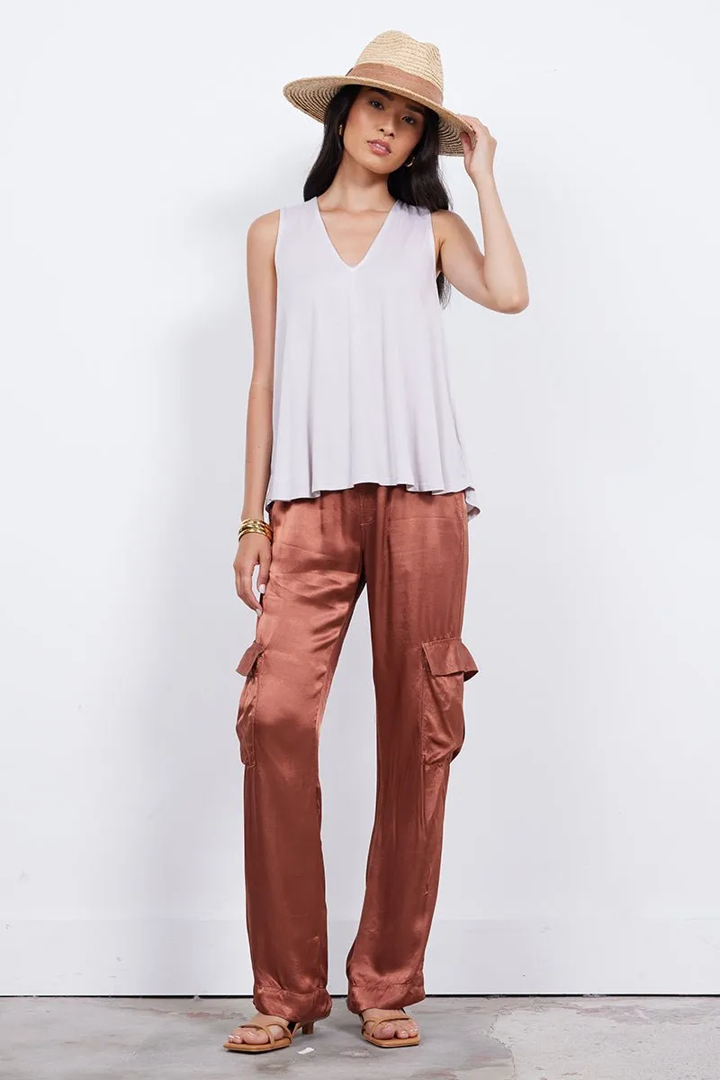 AGNES SILKY CARGO LONG PANT