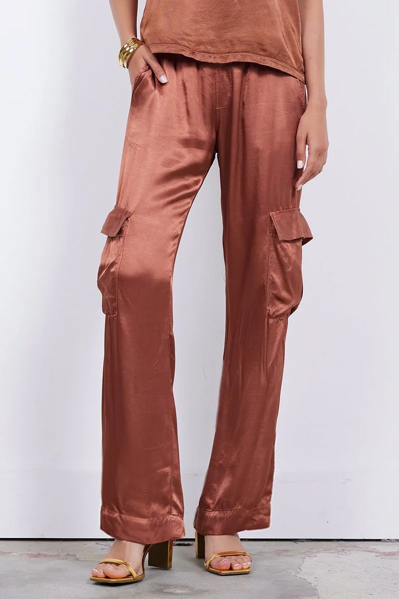 AGNES SILKY CARGO LONG PANT