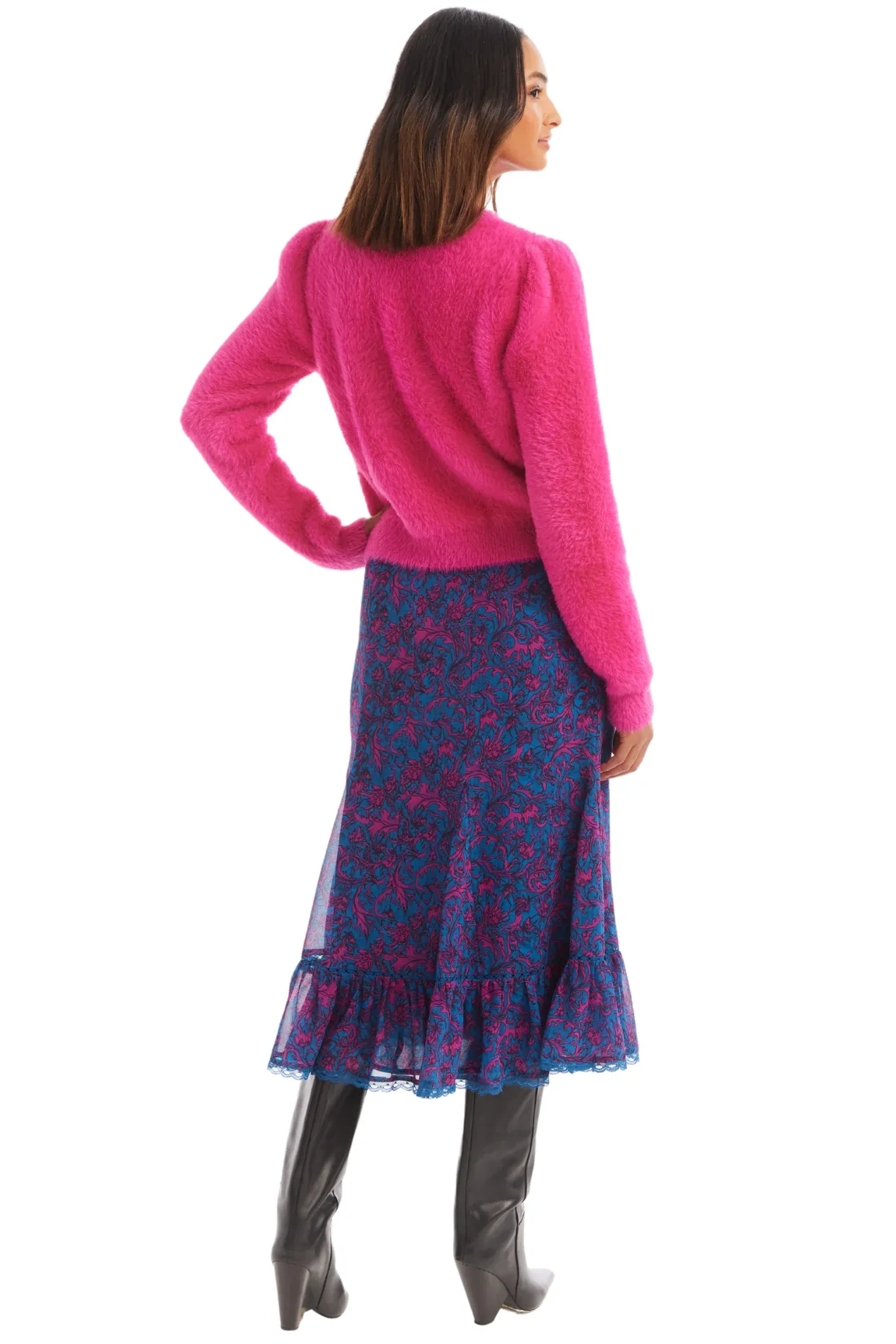 ALL Jeweled Sloan Hot Pink Cardigan