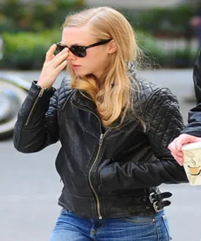 Amanda Seyfried Black Leather Jacket