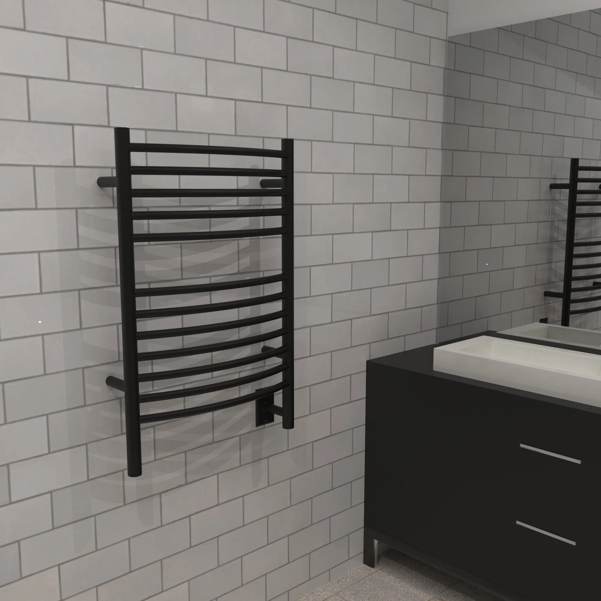 Amba Jeeves Model E Curved 12 Bar Hardwired Towel Warmer