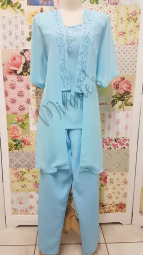 Aqua Blue 3-Piece Pants Set HE050