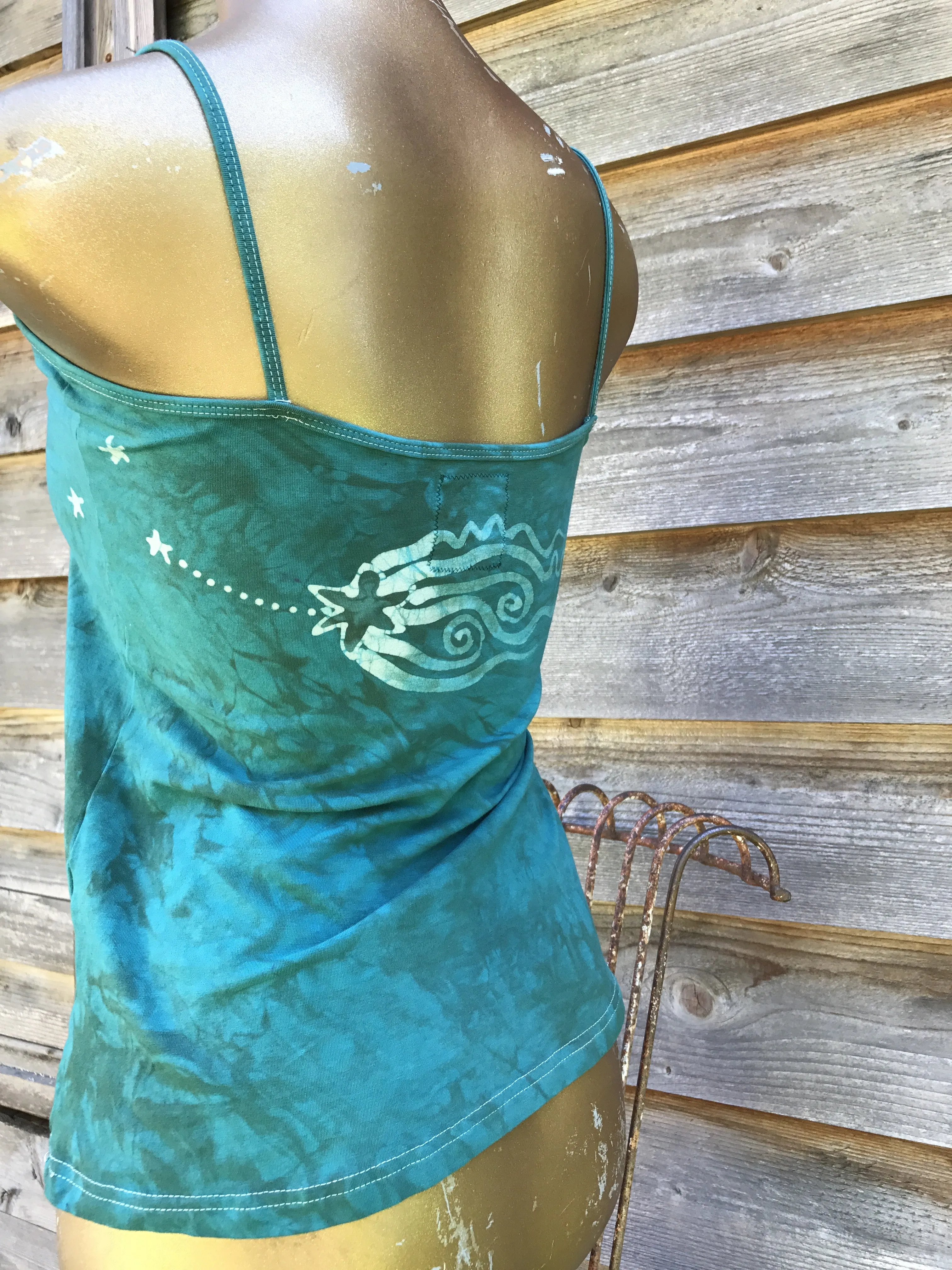 Aqua Seascape Stretchy Batik Camisole