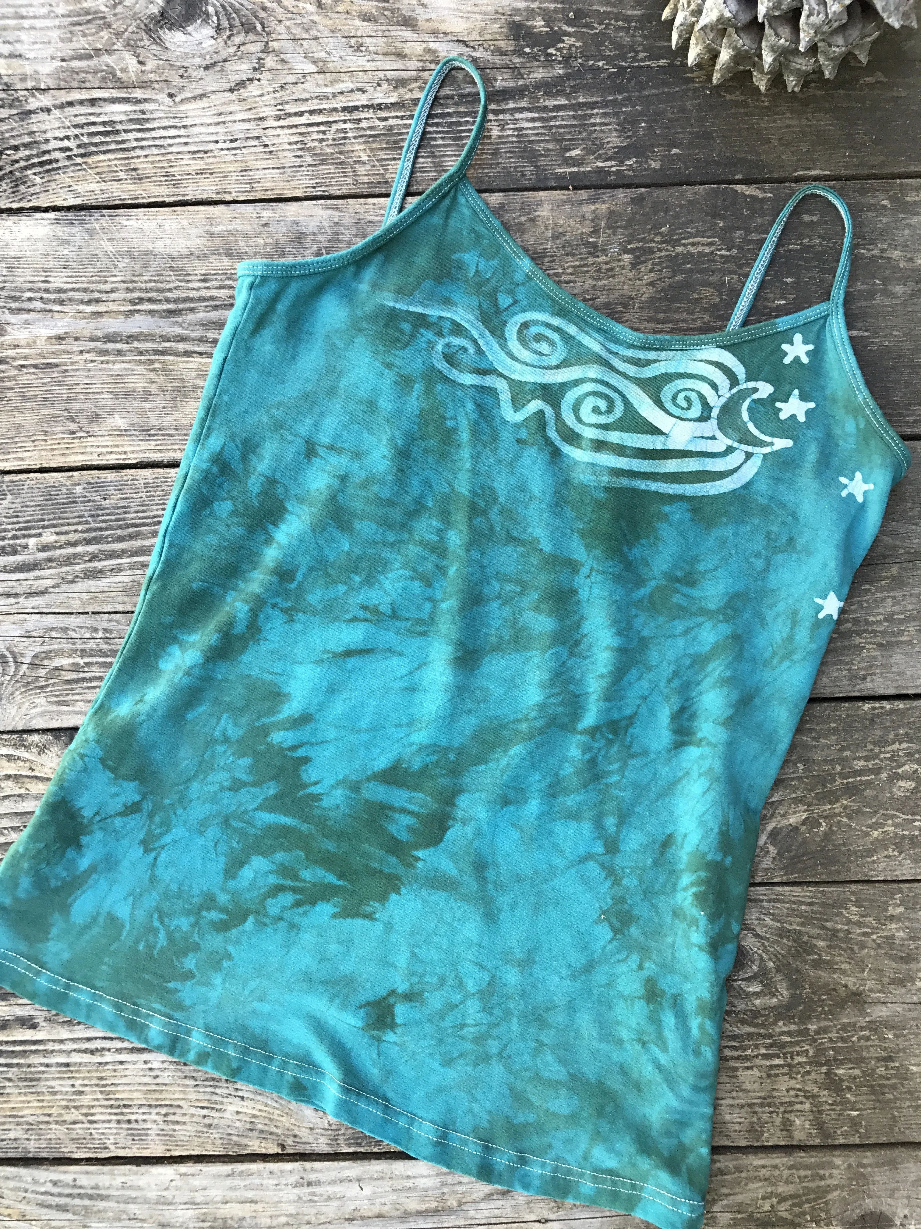 Aqua Seascape Stretchy Batik Camisole