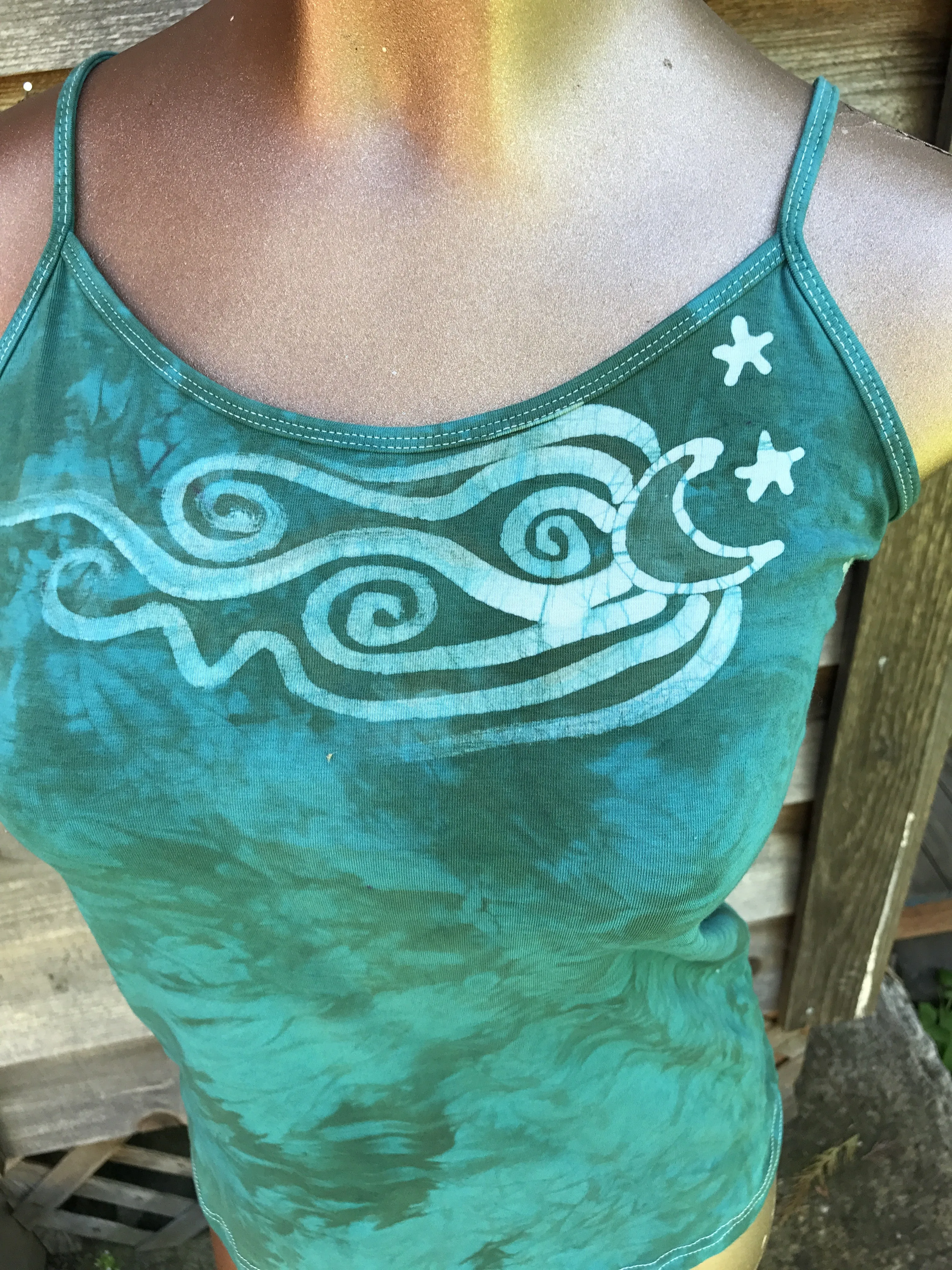 Aqua Seascape Stretchy Batik Camisole