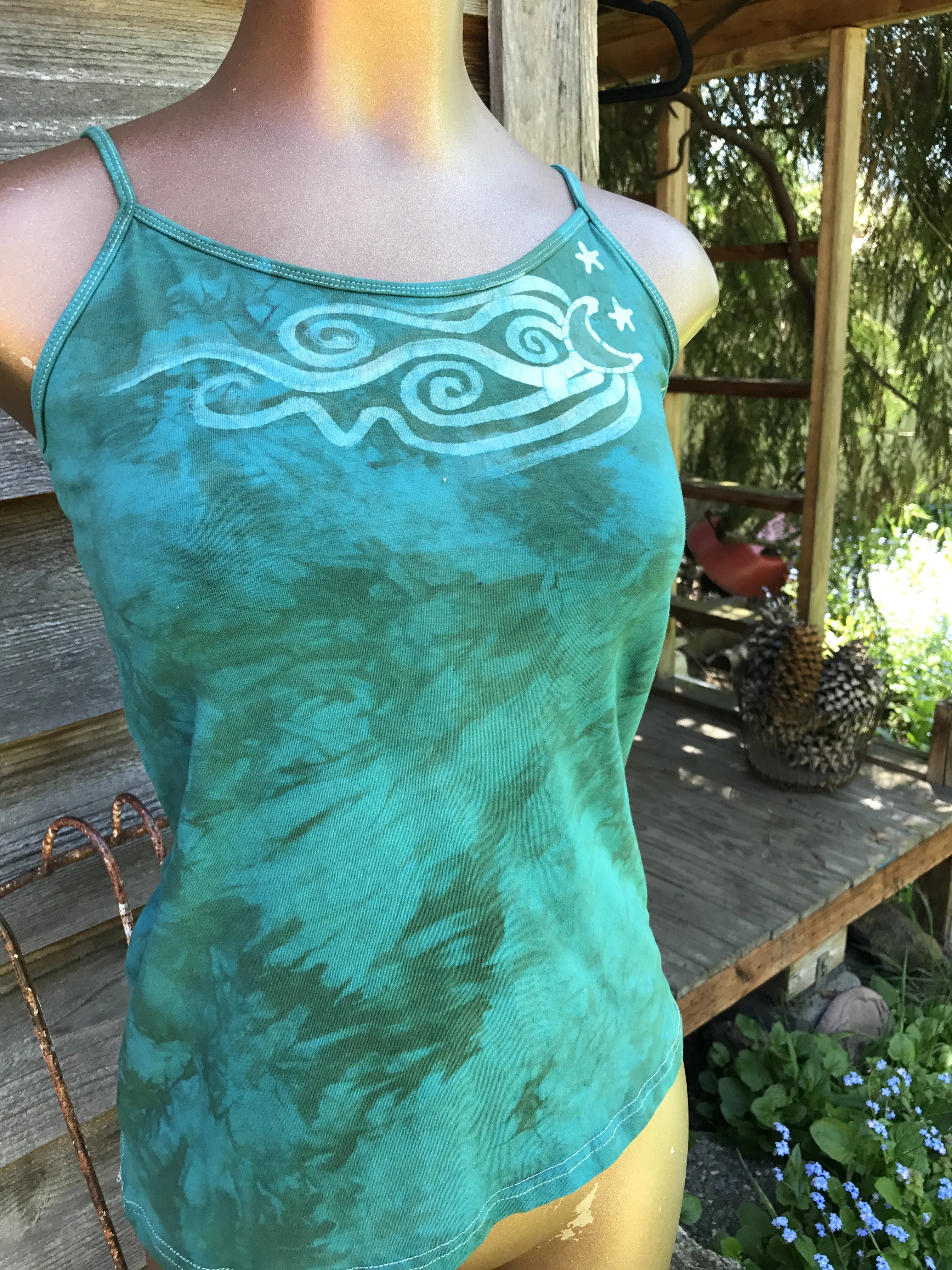 Aqua Seascape Stretchy Batik Camisole