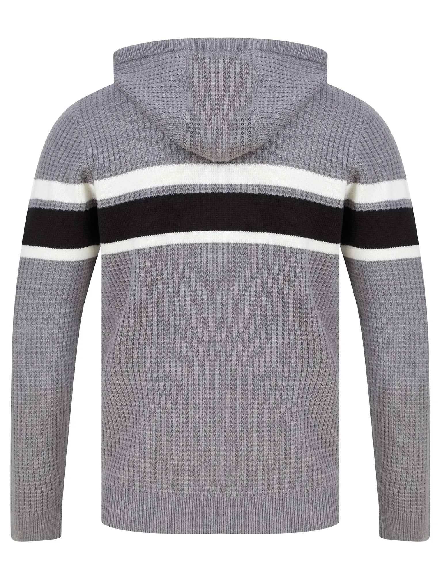 Arcs Textured Waffle Knit Pullover Hoodie in Mid Grey Marl - Dissident