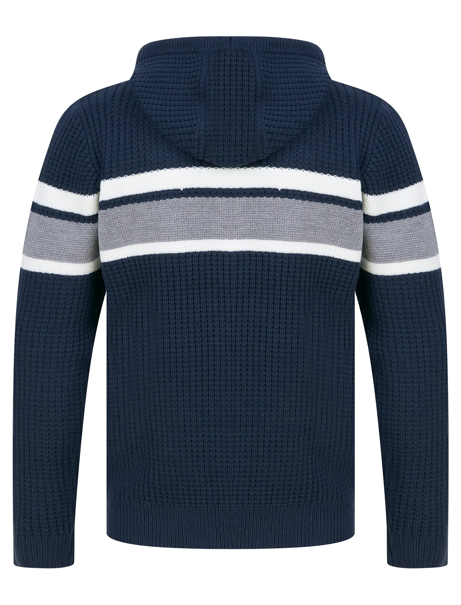 Arcs Textured Waffle Knit Pullover Hoodie in Sky Captain Navy - Dissident