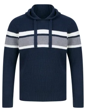 Arcs Textured Waffle Knit Pullover Hoodie in Sky Captain Navy - Dissident