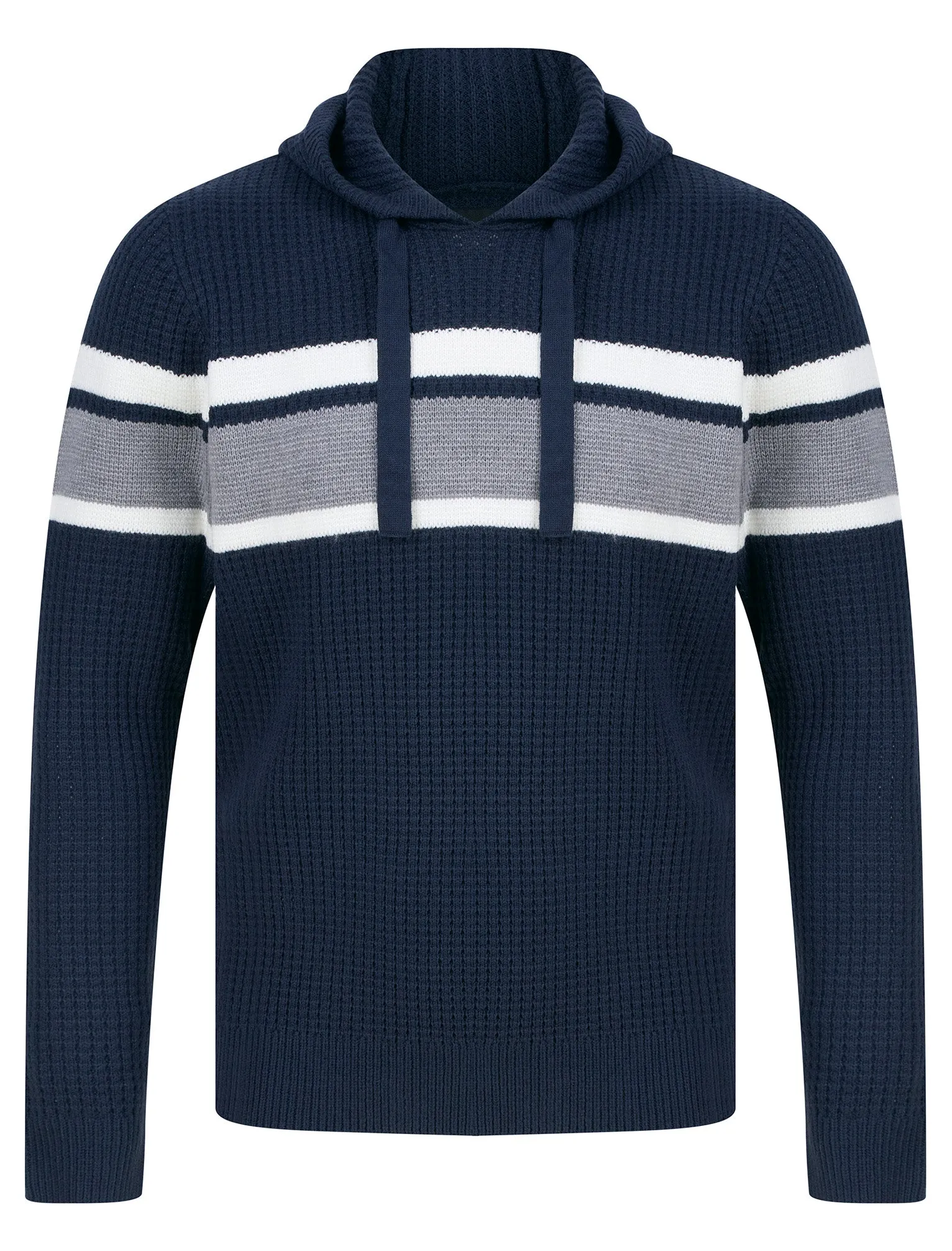 Arcs Textured Waffle Knit Pullover Hoodie in Sky Captain Navy - Dissident