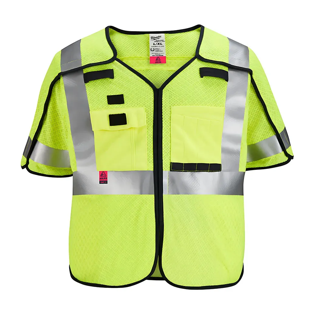 AR/FR Cat. 1 Class 3 Breakaway High Visibility Yellow Mesh Safety Vest - 2XL/3XL (ANSI/CSA)