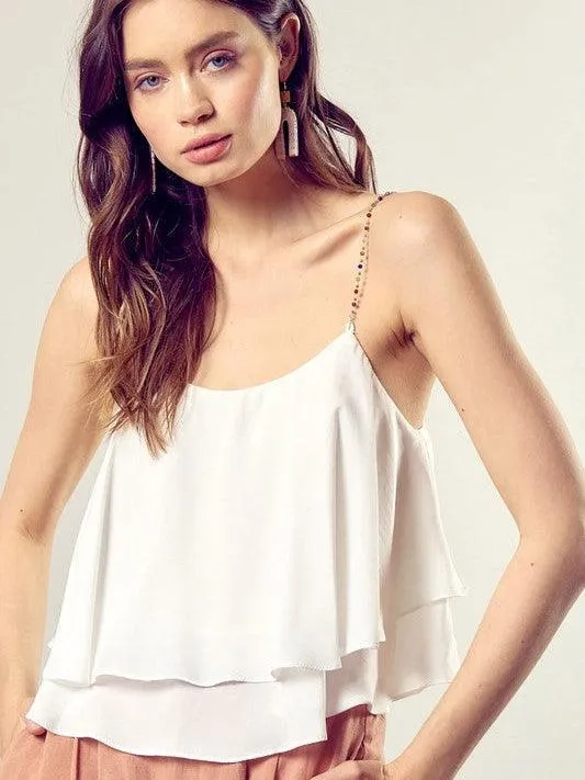 Bead Different Ruffled Camisole Top