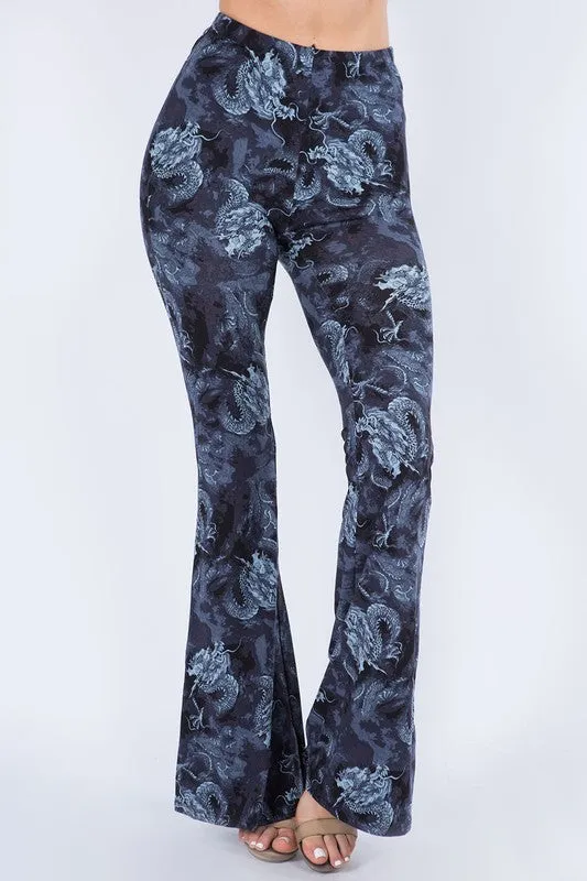 Bear Dance Dragon Skinny Brushed Pants - Black/Gray/Blue