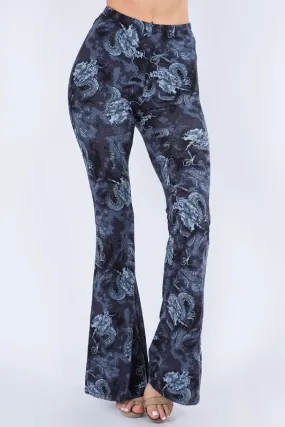 Bear Dance Dragon Skinny Brushed Pants - Black/Gray/Blue