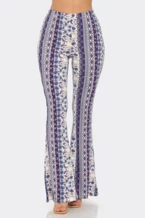 Bear Dance Floral Scroll Skinny Brushed Pants - Multi Purple