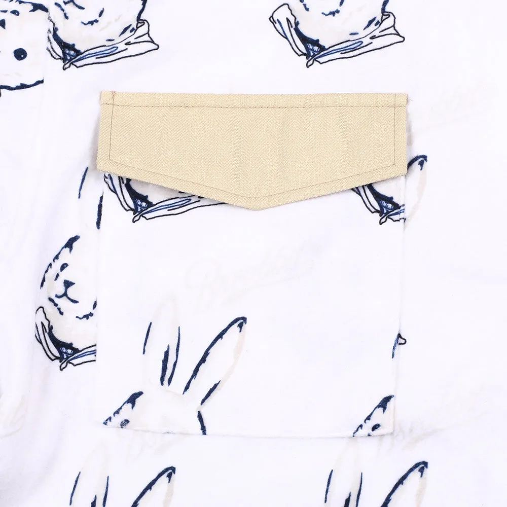 BEARRABBIT COLLAR FLEECE SHIRT WHITE