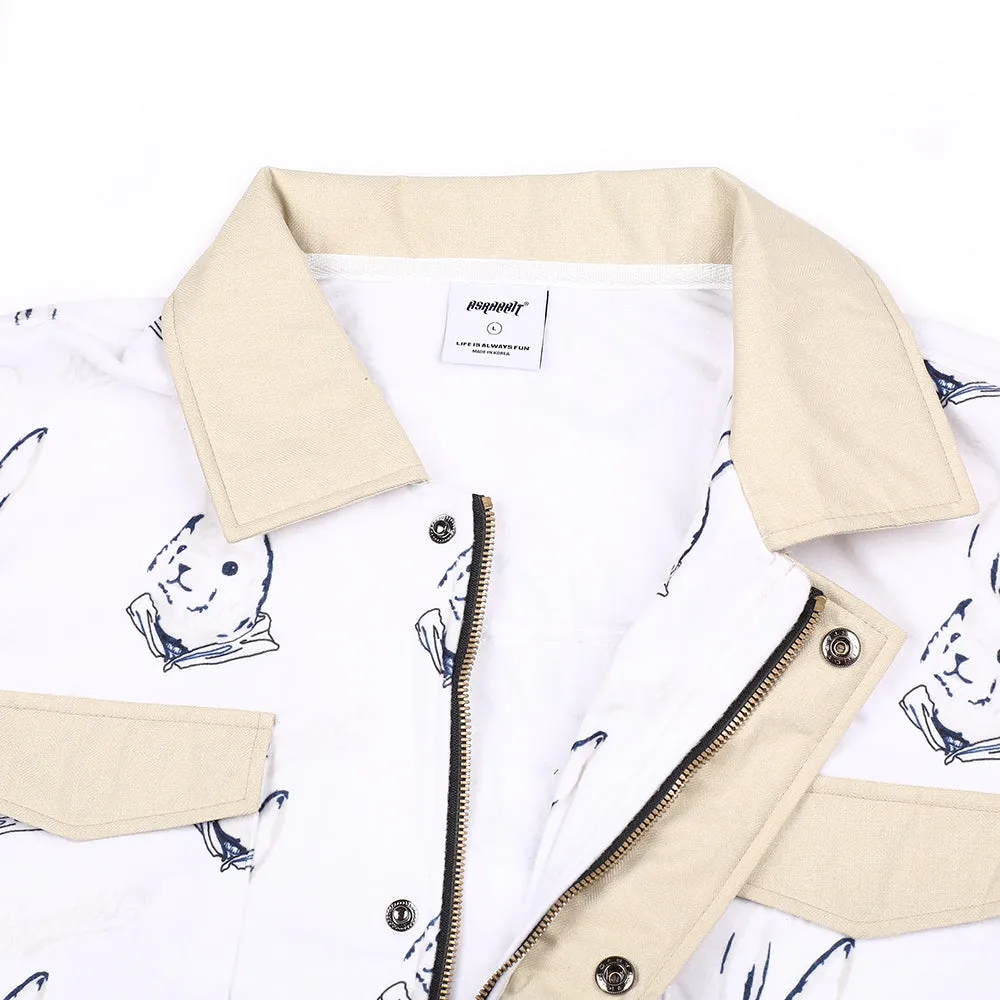 BEARRABBIT COLLAR FLEECE SHIRT WHITE