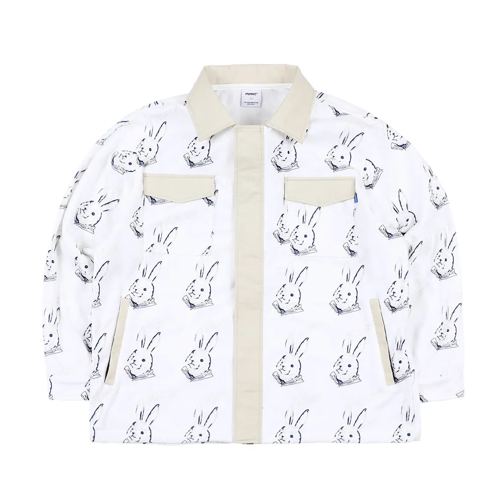 BEARRABBIT COLLAR FLEECE SHIRT WHITE