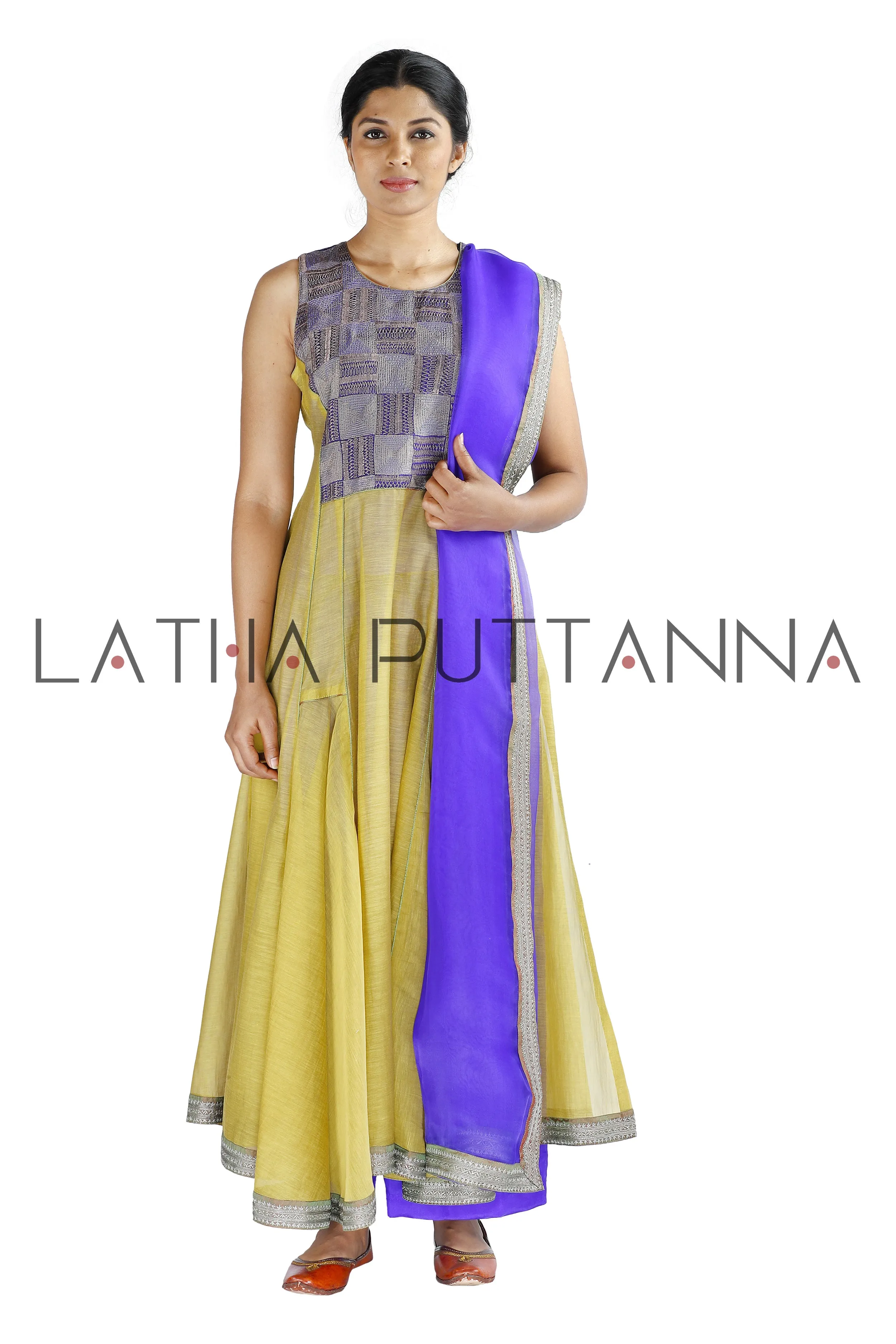 Beige and purple salwar