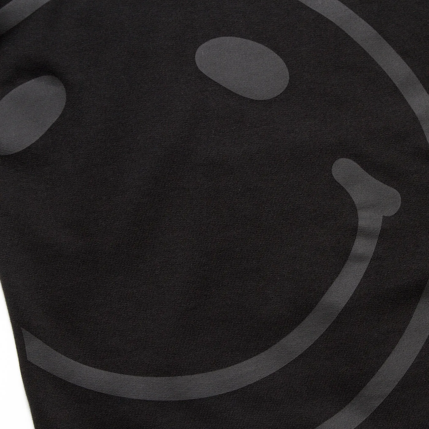 Black On Black Side Smiley Back  - Pullover Hood - Black