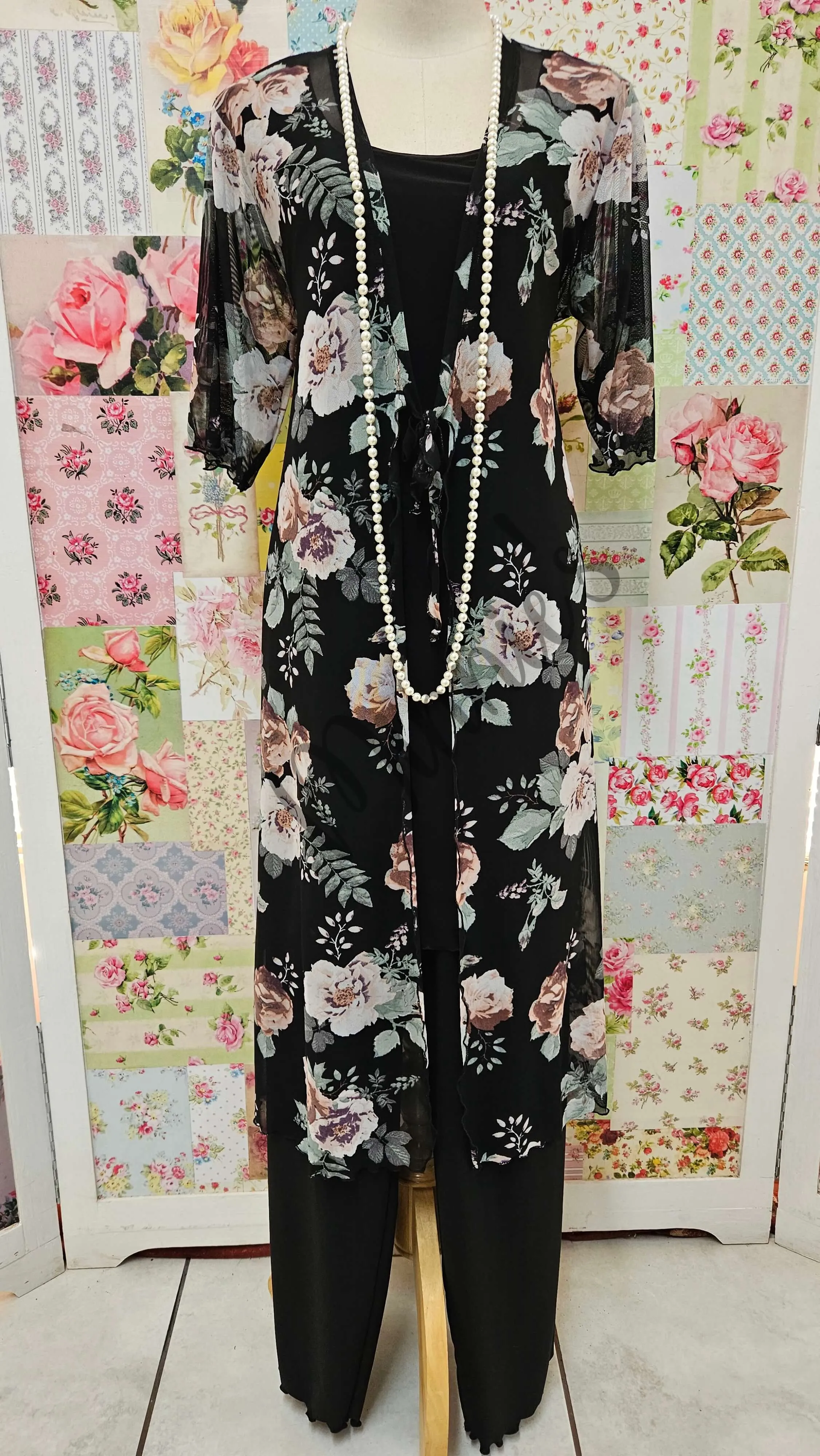 Black Printed 3-Piece Pants Set PG0272