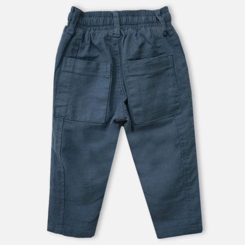 Blue Elasticated Waistband Cotton Pant