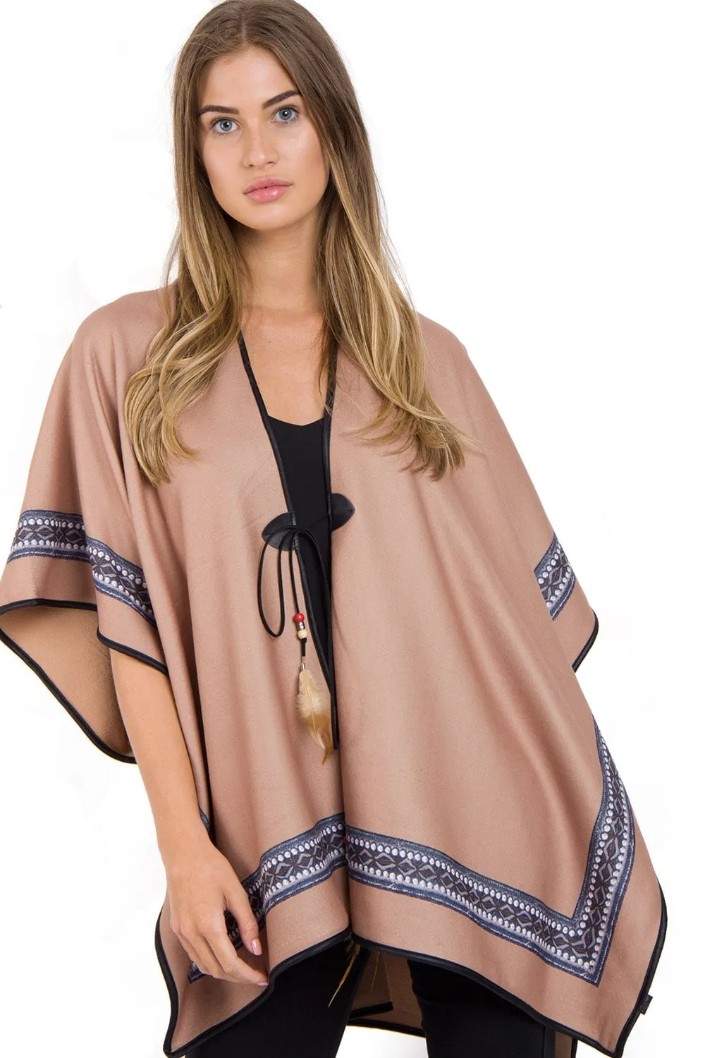 Border Print Poncho