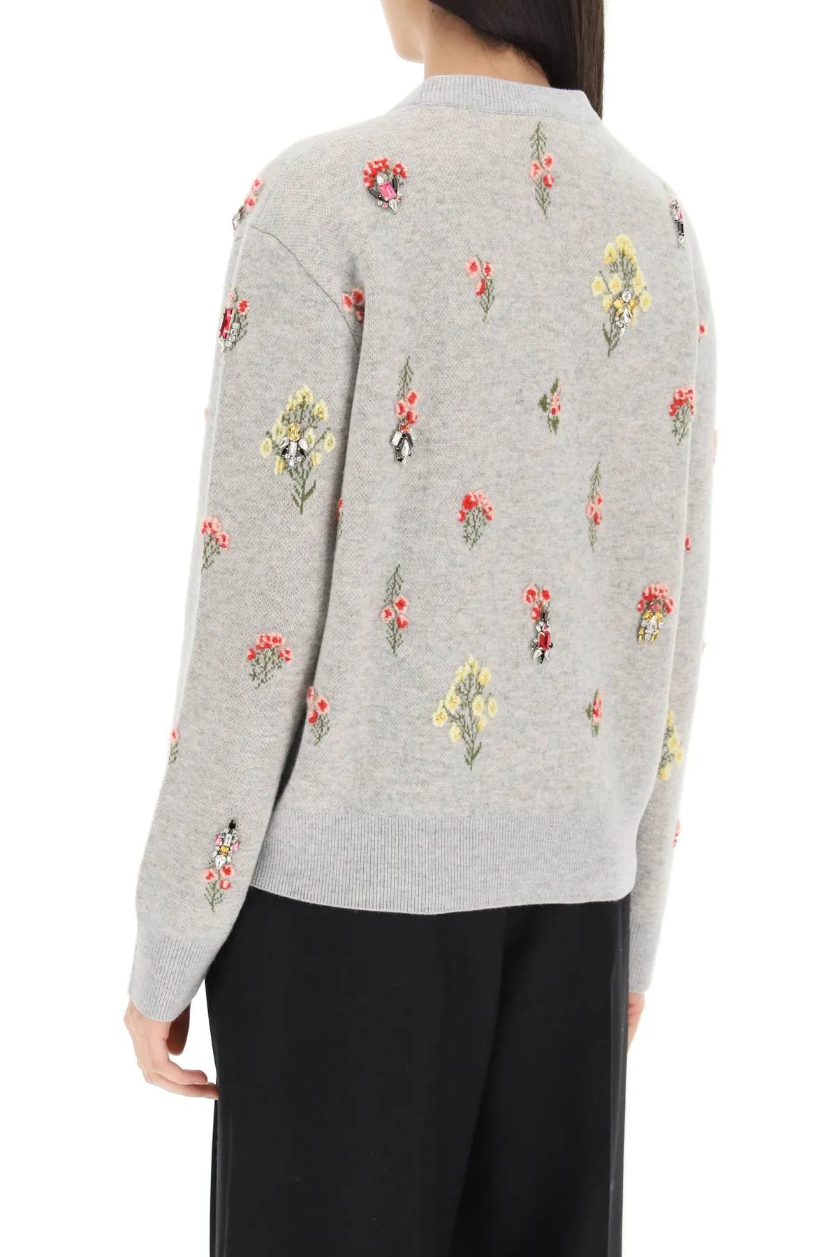 Burberry 'lorena' pullover with floral embroidery and crystals