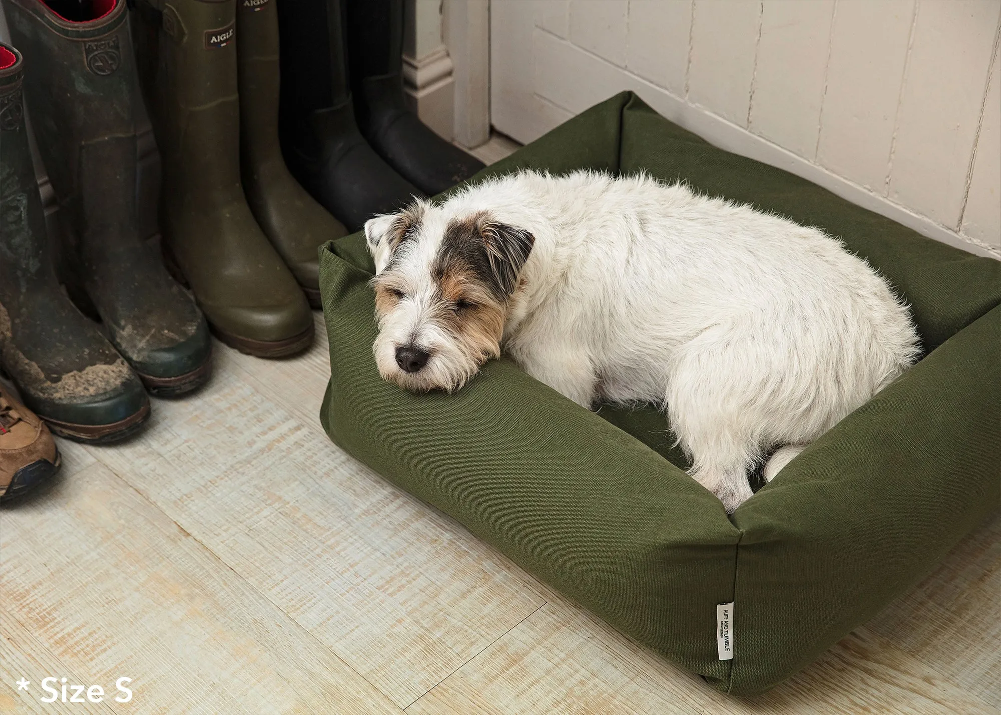 Burnham Bolster Dog Bed - Olive