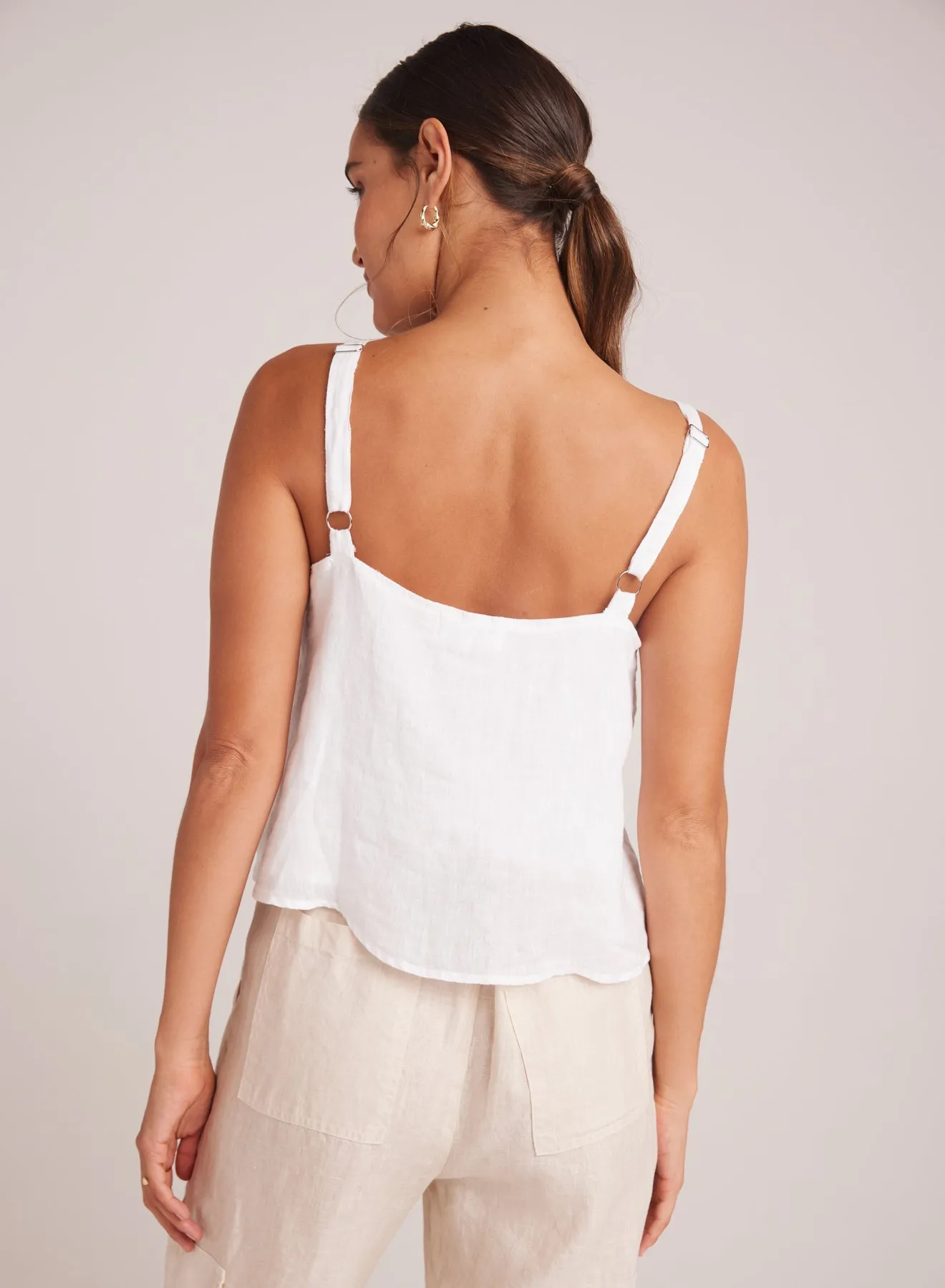 Button Front Cami - White