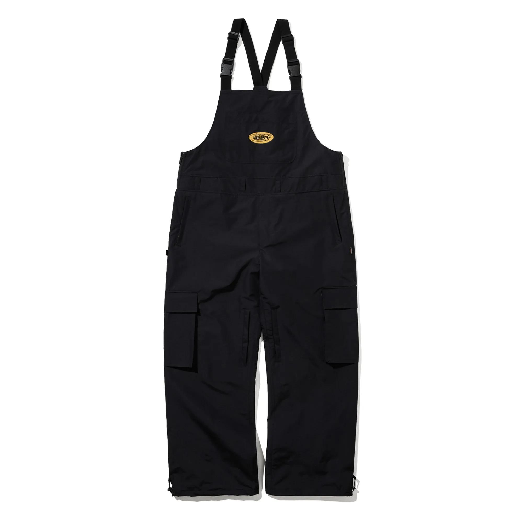 CARGO POCKET WIDE BIB PANTS BLACK