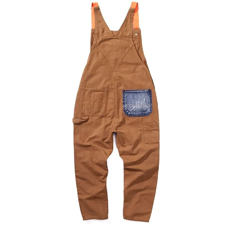 Casual Joggers Jumpsuit Pants Men Women Loose Retro Casual Wide Leg Jeans Cargo Pants Streetwear Baggy Straight Overall Brown