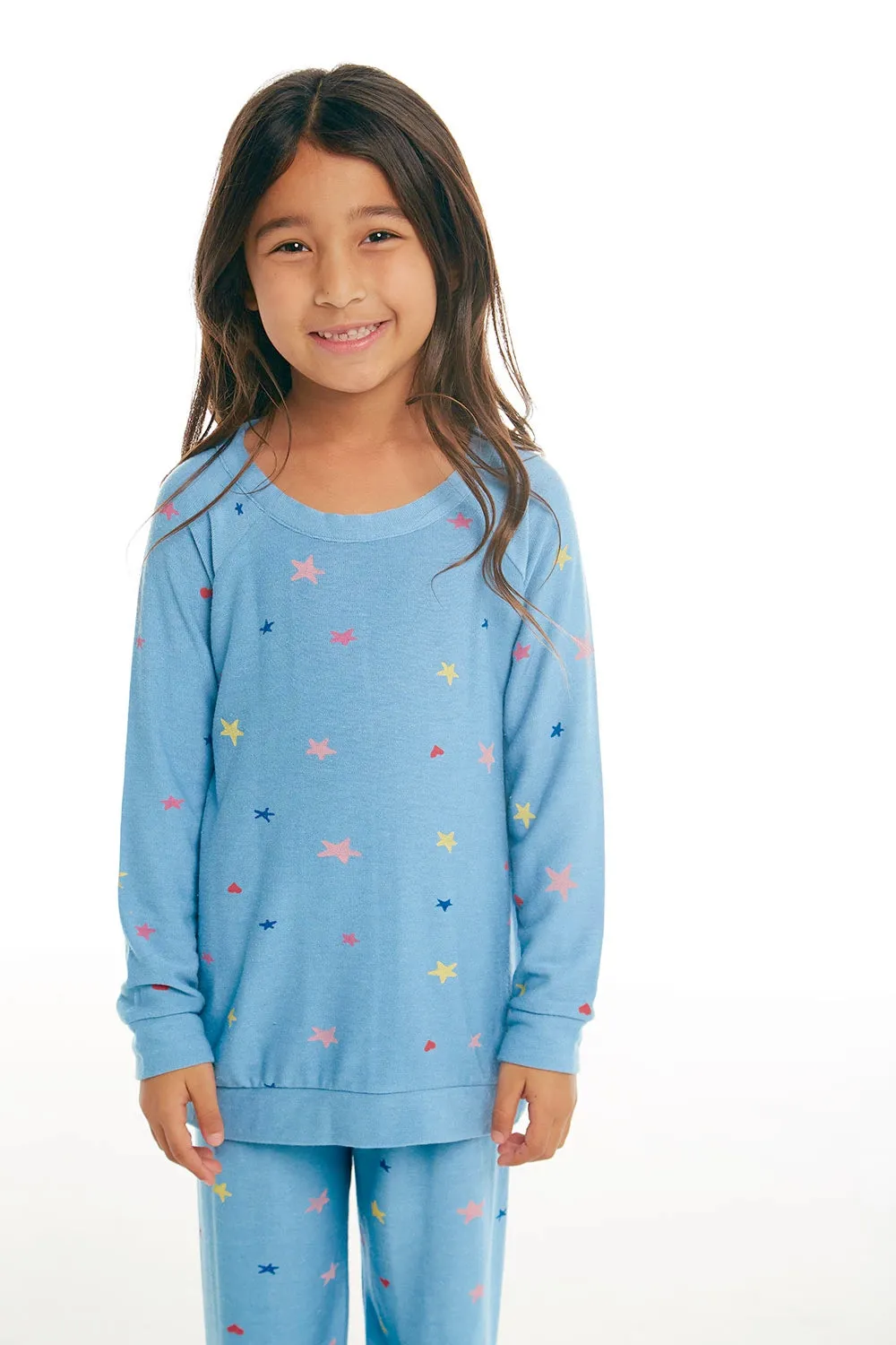 CHASER KIDS - Girls Raglan Pullover "Hearts & Stars"