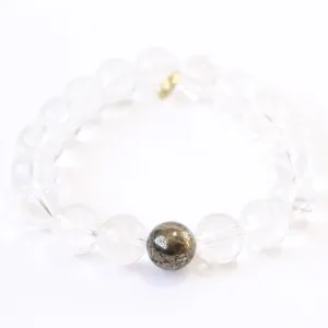 Clear Quartz Crystal Bracelet | Polished   Pyrite