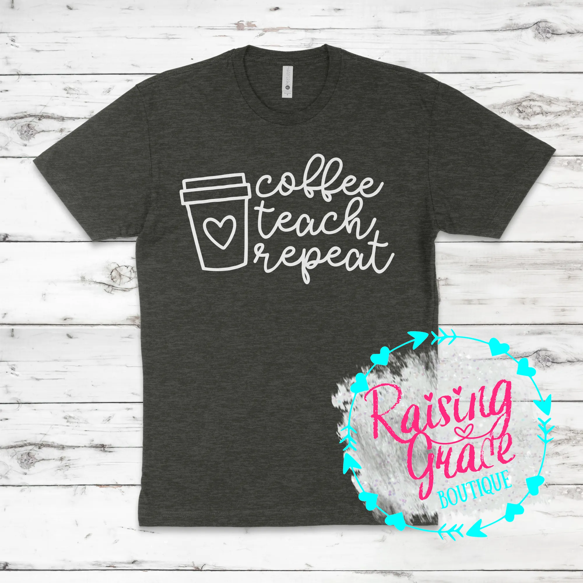 Coffee Teach Repeat T-Shirt - Adult