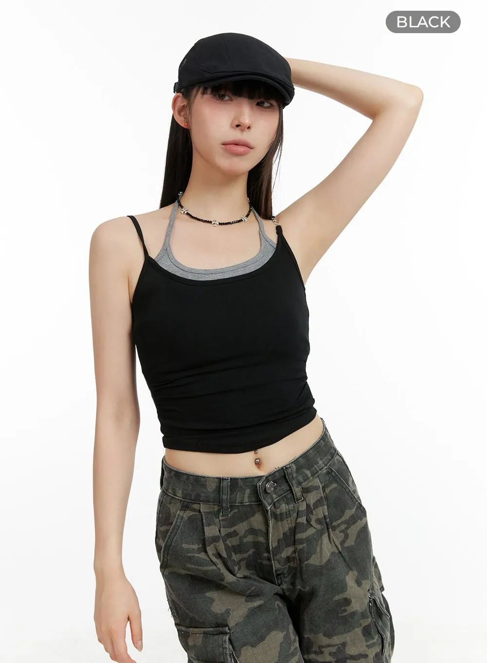 Cotton Layered Cami Crop Top CL422