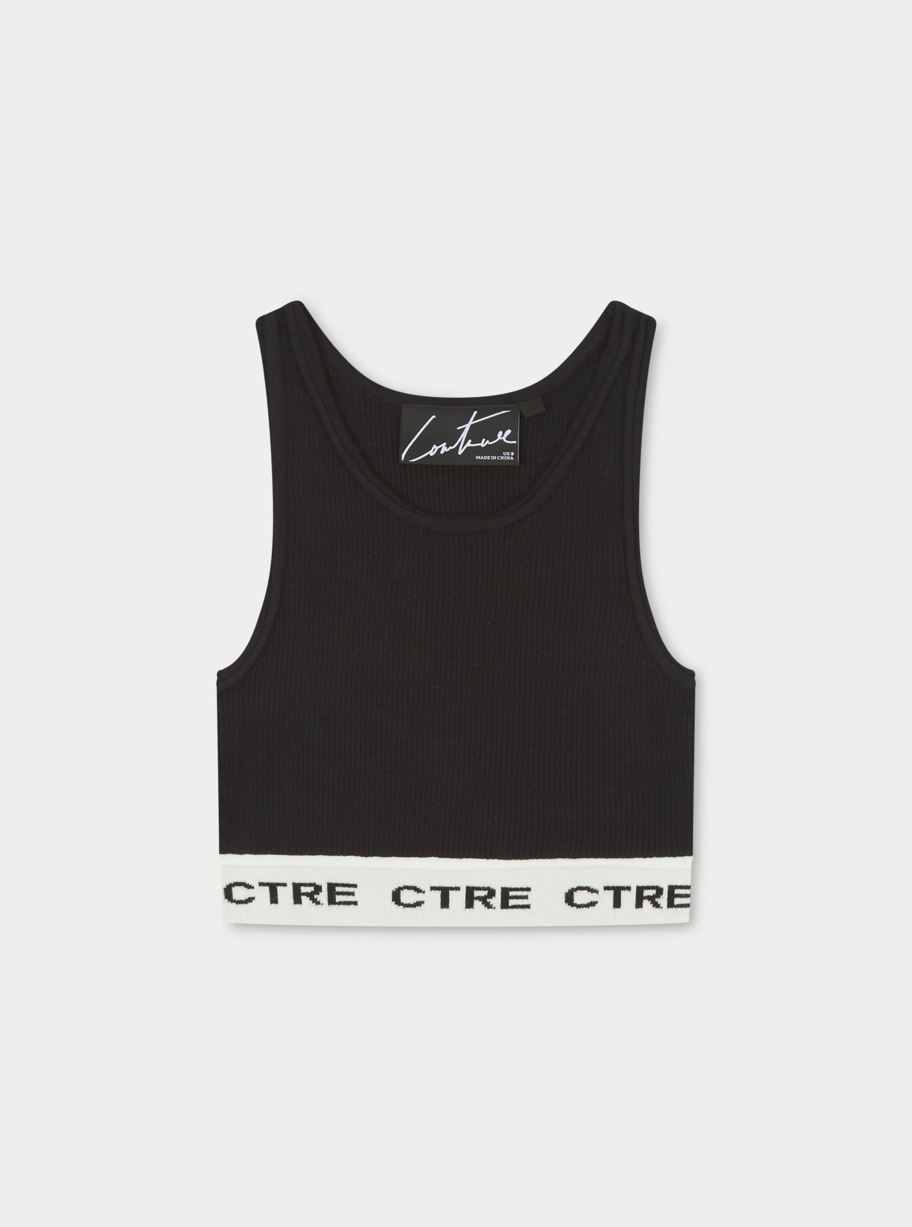 CTRE KNIT CROP TOP - BLACK