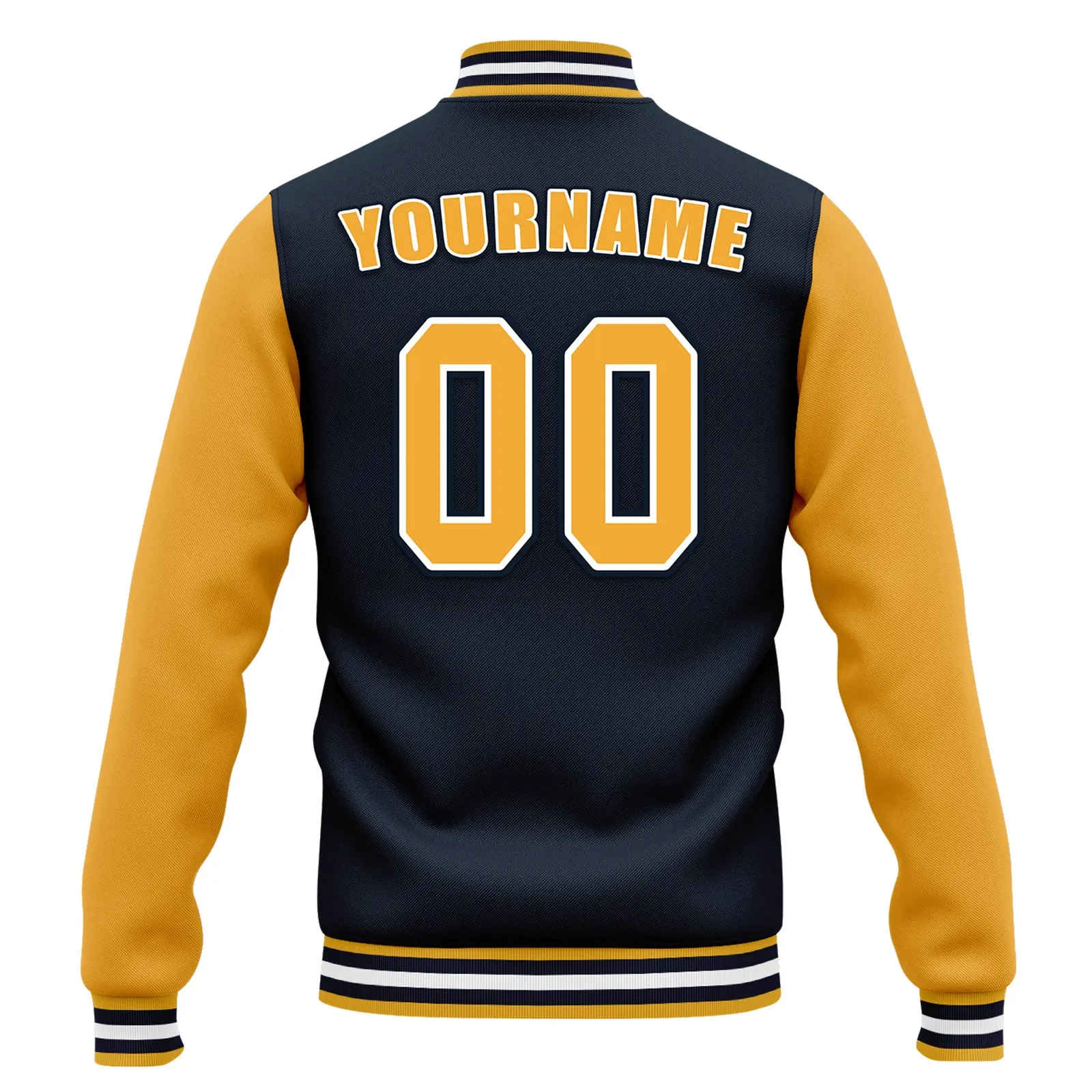 Custom Blue Yellow Waterproof Jacket Bomber Full-Snap Varsity Letterman Personalized Jacket FZ007CD-D020316-6