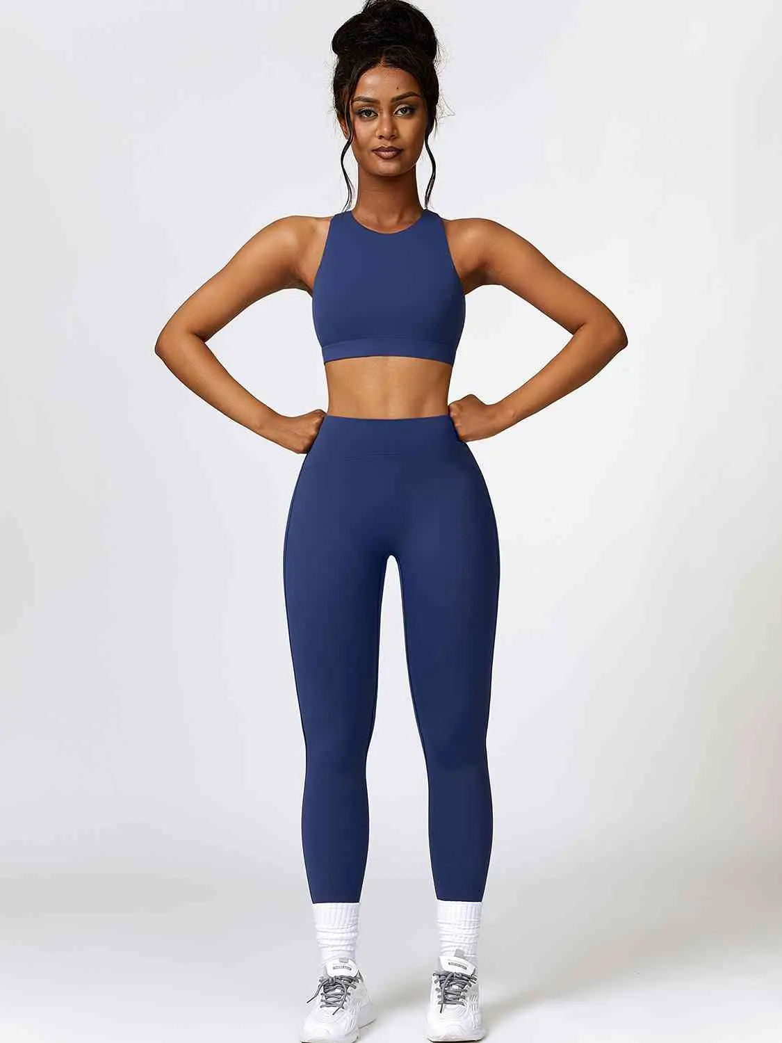 Cutout Cropped Sport Tank and Leggings Set