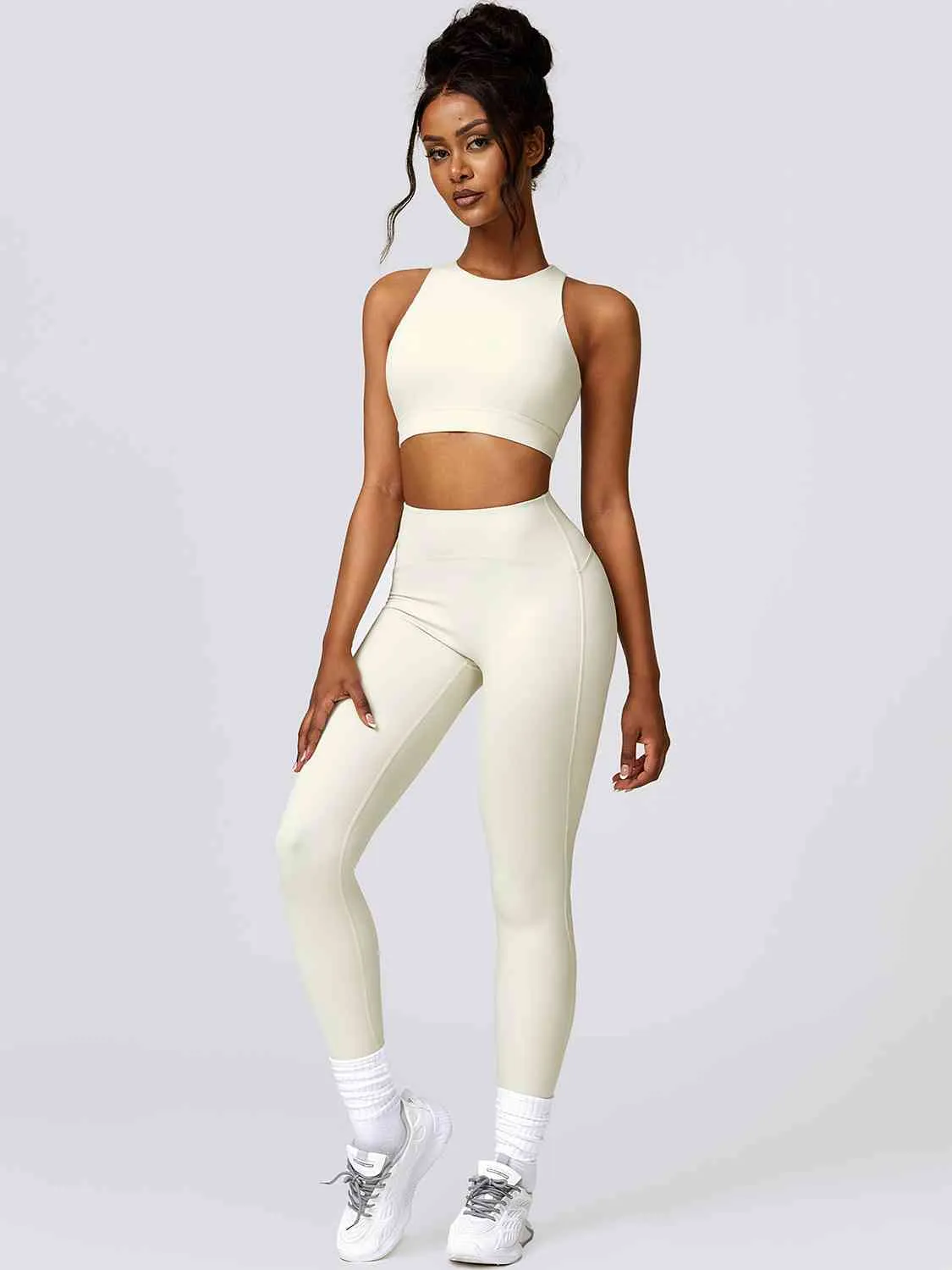 Cutout Cropped Sport Tank and Leggings Set