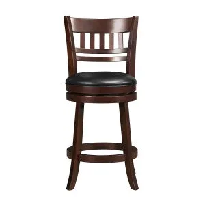 Dark Cherry Swivel Counter Height Chair with Faux Leather Upholstery