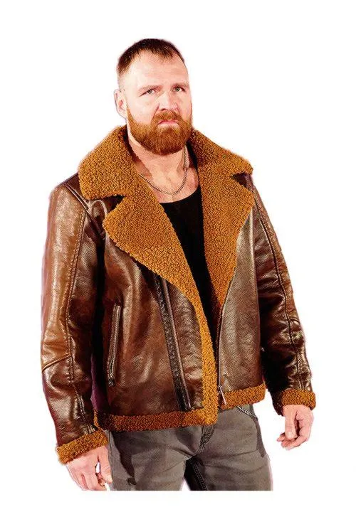 Dean Ambrose Brown Shearling Leather Jacket