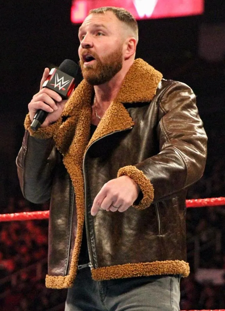 Dean Ambrose Brown Shearling Leather Jacket