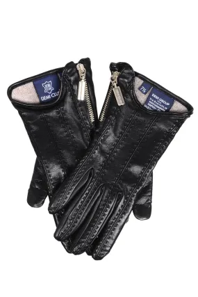 DEMI ELINDA Black Leather Zip Women Gloves