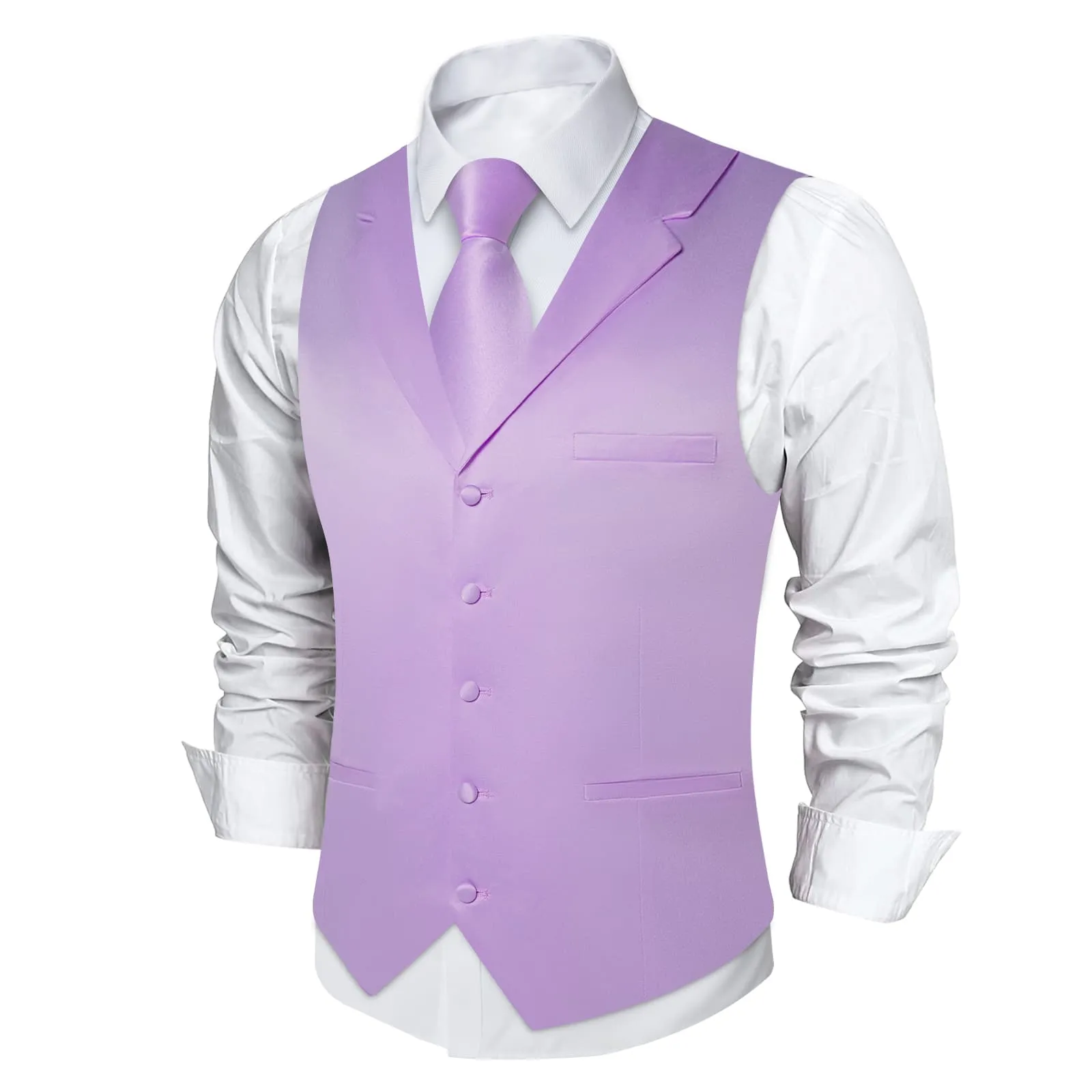 DiBanGu Tuxedo Waistcoat Thistle Purple Solid Notched Collar Mens Casual Vest