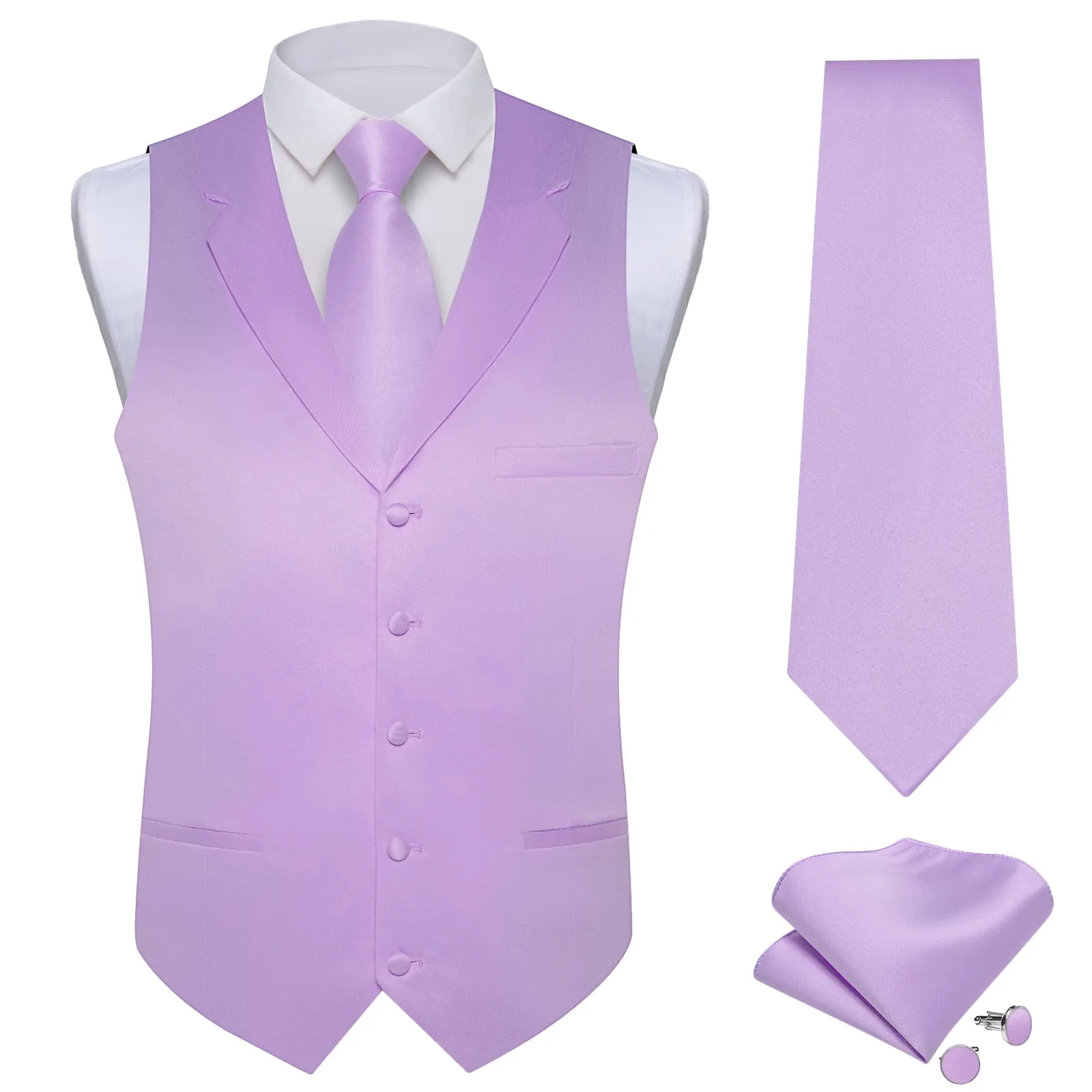 DiBanGu Tuxedo Waistcoat Thistle Purple Solid Notched Collar Mens Casual Vest